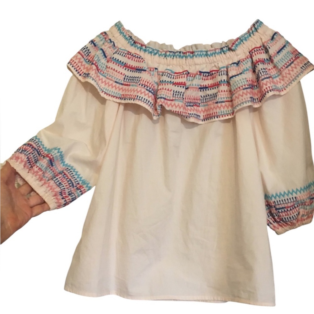Parker size medium Jenay off the shoulder blouse in excellent like-new condition - Picture 2 of 6